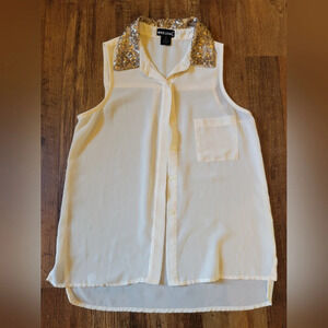 Wet Seal Sequin Collar Sheer Top